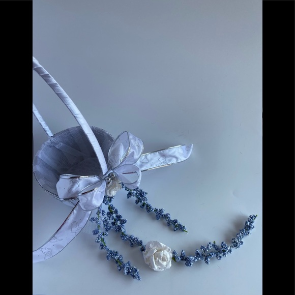 Handmade Pewter Blue Flower Girl Basket - Picture 12 of 16